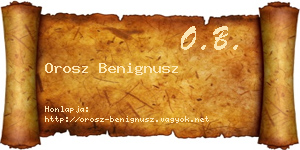 Orosz Benignusz névjegykártya